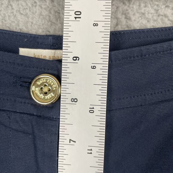 Kate Spade Shorts Womens 4 Navy Blue Cuffed Bow Back Gold Button Classic Preppy - Picture 14 of 15